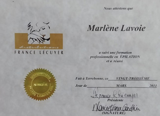 Marlène Lavoie - diplome-epilation