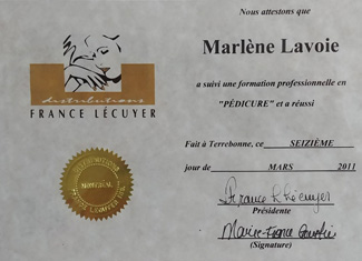 Marlène Lavoie - diplome-pedicure